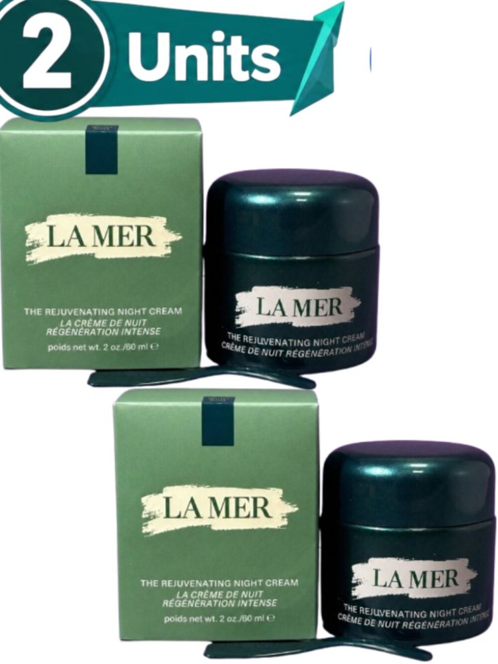 2 Pack La Mer The Rejuvenating Night Cream 2 oz / 60 ml New in Box